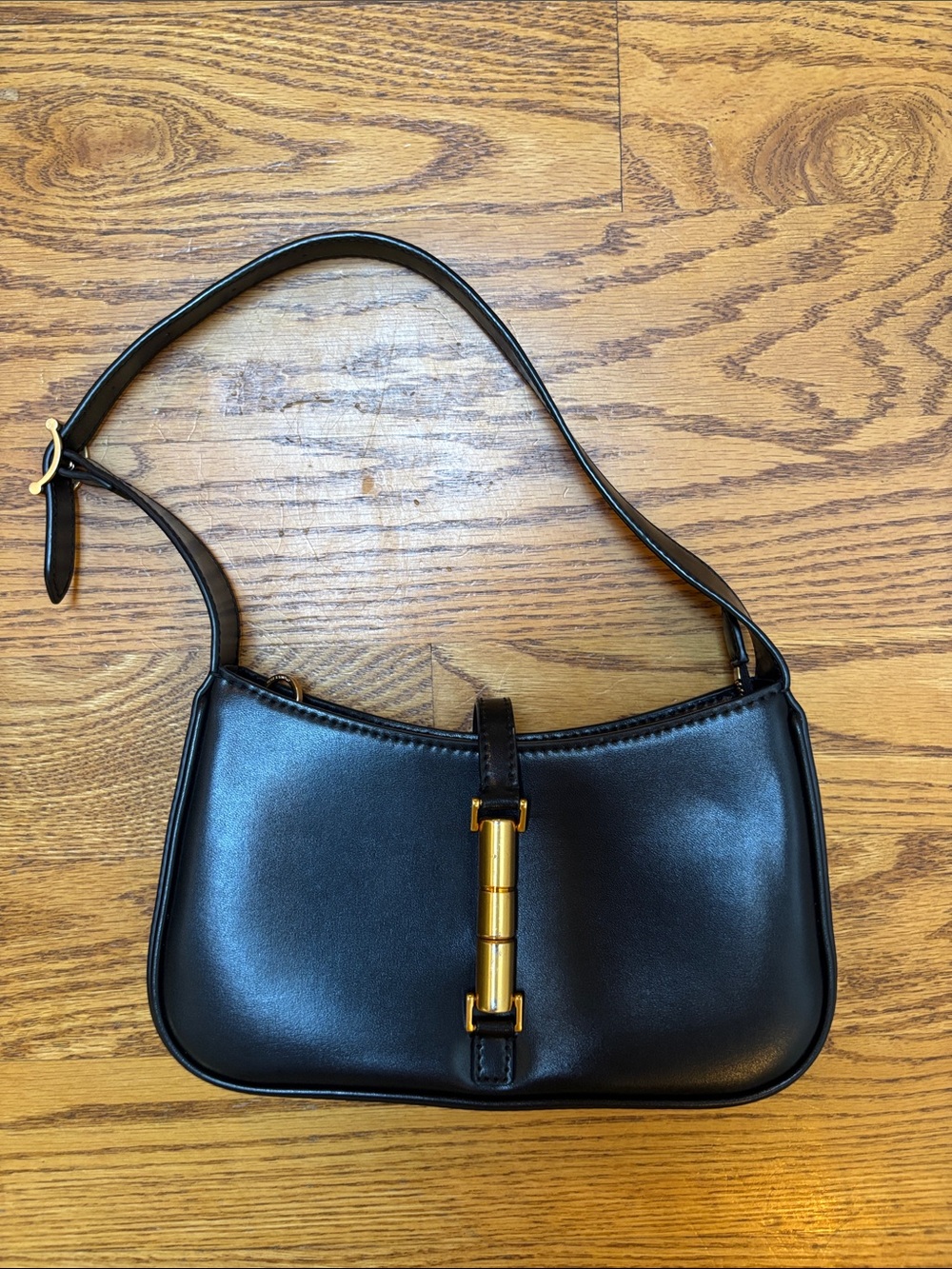 Charles & Keith Black Shoulder Bag with Gold Hardware